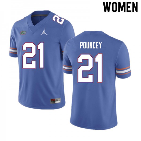 Women #21 Ethan Pouncey Florida Gators College Football Jerseys Blue